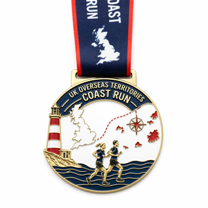 SWCP South West Coast Chemin Wales Coast Path Atlantic Coast Challenge Médaille 3D Personnalisée pour les Courses Costières de Grande-Bretagne avec Ruban - Product Image 1