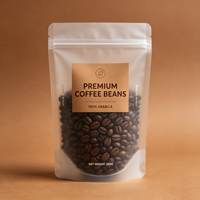 Sachet d'emballage pour grains de café personnalisé, imprimé, recyclé, compostable, en EVOH, mat, transparent, givré, avec valve et fermeture éclair