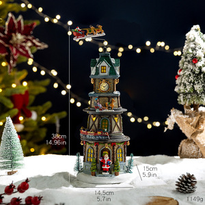 Décorations de Noël en <span class=keywords><strong>sapin</strong></span> de pin, <span class=keywords><strong>train</strong></span> rotatif lumineux, boîte à musique, arbre de Noël, bonhomme de neige, ornement de bureau, cadeau de Noël - Product Image 6