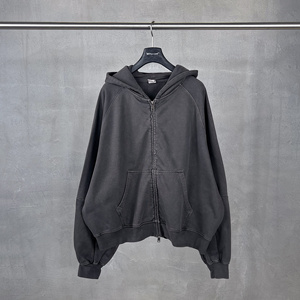 Sweats à capuche zippés unisexe vierges en gros 480 g/m² 100 % coton Hiver Coupe Boxy Streetwear Délavé à l'acide - Product Image 1