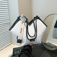 Sac Fourre-Tout Rétro Grande Capacité pour Femmes 2025, Style Tissé, Sac à Bandoulière Unique Sous les Bras, Fermeture Éclair, Polyester, Tendance