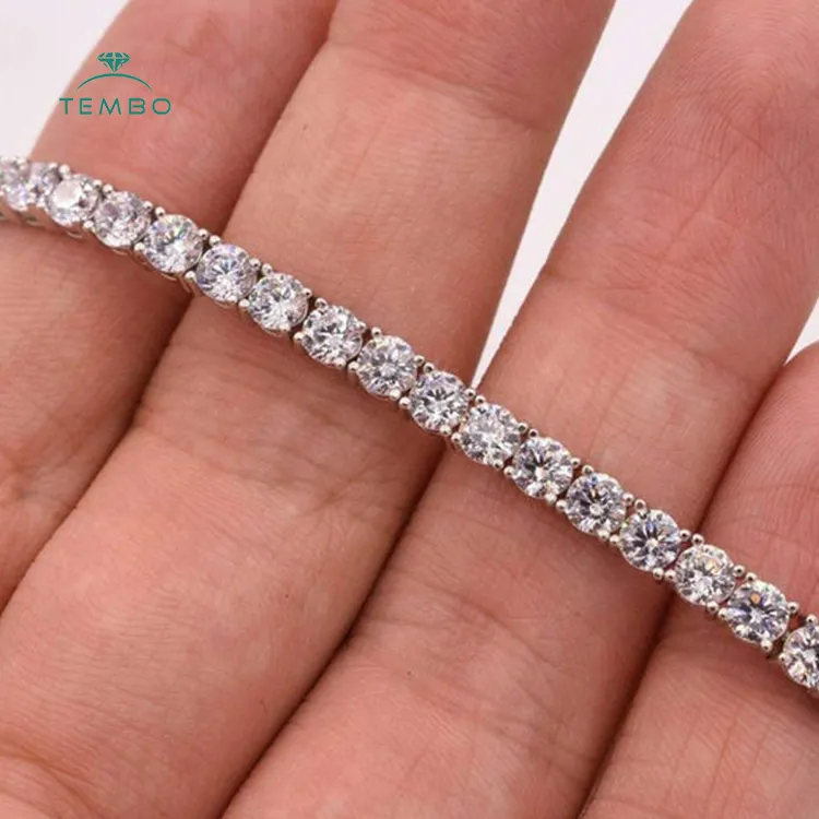 Customized Poduction 14k White Gold With Natural Lab Grown Diamond Setting Tennis Bracelet