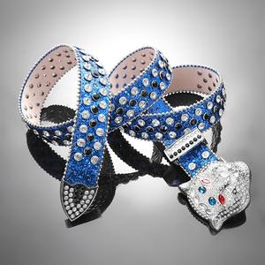 पश्चिमी ग्रंथियों का निर्माण क्रिस्टल लक्जरी पु चमड़े के डिजाइन पुरुषों के लिए कस्टम 3 डी लोमड़ी सिर हिरन बेल्ट - Product Image 5