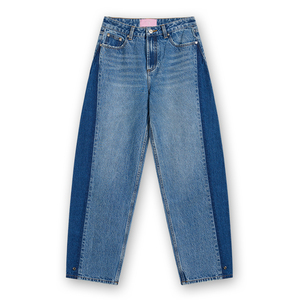 <span class=keywords><strong>Jean</strong></span> large <span class=keywords><strong>bicolore</strong></span> <span class=keywords><strong>taille</strong></span> <span class=keywords><strong>haute</strong></span> pour femme avec empiècements contrastants sur les côtés, en denim, OEM, marque privée 58073 - Product Image 1