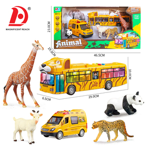 Bus touristique inertielle pour enfants avec figurines d'animaux (léopard, <span class=keywords><strong>girafe</strong></span>, panda, chèvre, guépard), ensemble de jeu véhicule safari avec lumières et sons - Product Image 6