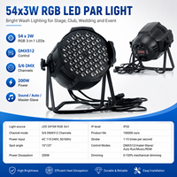 Luz LED Par RGB 3 en 1 de 54x3W con control DMX512 RDM y sonido para eventos de discoteca, bodas, conciertos y escenarios