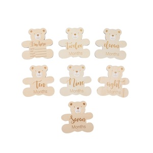 7 pièces/ensemble belle ours cartes en bois disques en bois accessoires de photographie cartes d'étape nouveau-né bébé - Product Image 6