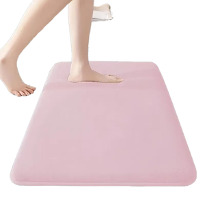 Tapis de sol de salle de bain antidérapant en mousse à mémoire de forme à rebond lent, absorbant l'eau, texture galet, en coton pour la maison - Product Image 2