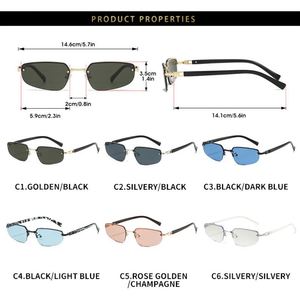Lunettes de soleil vintage 2025 personnalisées avec logo, demi-montures punk pour hommes et femmes, protection UV400, style œil de chat Y2K sans monture - Product Image 4