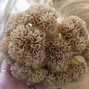 Calidad superior, venta al por mayor, queratina virgen Remy, cabello de punta plana I U V, extensiones de cabello rubio ruso - Product Image 3