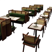 Canapés de restaurant en rotin tressé, style pastoral d'Asie du Sud-Est, pour usage commercial, salons de thé et configurations de cafés à fondue chinoise
