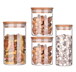 Eco-friendly storage bottles & jars glass container jar bamboo lid glass jars