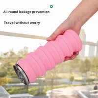 Nouvelle gourde pliable en silicone, bouteille d'eau de sport rétractable, gobelet cadeau personnalisé imprimé, gourde d'eau en silicone pliable pour le sport