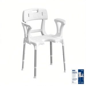 Silla de Ducha con Reposabrazos y Respaldo Abatibles, Blanca, 55 cm de Largo, 41 cm de Ancho, 14 cm de Altura, Equipo de Seguridad para Baño - Product Image 3