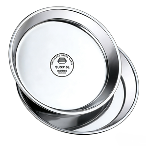Bandeja Redonda de Acero Inoxidable 316 de Grado Alimenticio, Diseño Moderno y Minimalista, Plato Grande para Desayuno, para Uso Doméstico - Product Image 2
