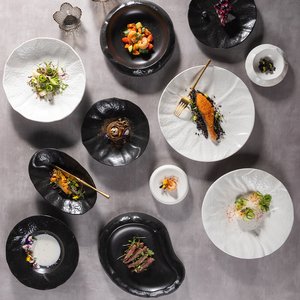 Chaozhou Restaurant Fournisseurs Vaisselle Simple Vaisselle 10''Mat Noir Rond Porcelaine Fruits <span class=keywords><strong>Dessert</strong></span> Assiettes Alimentaires En Céramique Plats - Product Image 6