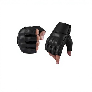 Guantes de Cuero Negro para Levantamiento de Pesas, Medios Dedos, con Correa Ajustable para Muñeca, para Gimnasio y Entrenamiento - Product Image 2