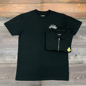 Offre Spéciale impression numérique personnalisée Premium coton coupe ample Gym sport t-shirt épais col côtelé noir t-shirt hommes - Product Image 1