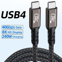 Câble USB4 240W PD 3.1 40 Gbps Transfert de données haute vitesse USB C vers USB C Compatible vidéo 8K 60Hz avec TB4/TB3 Cordon tressé