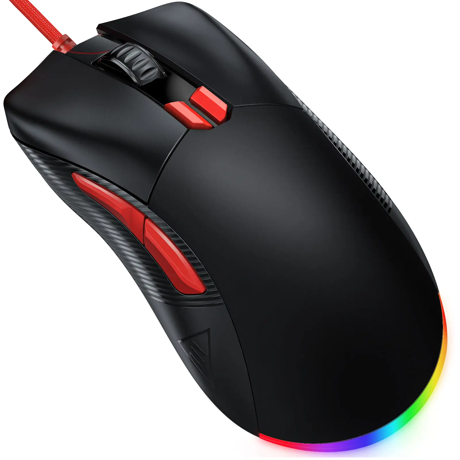 EKSA EM500 Mouse Game Usb Ergonomis, Mouse Game Ujung Tinggi dengan 8 Tombol Yang Dapat Diprogram dan 7 Level Dpi