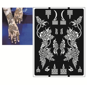 Pochoirs de tatouage temporaire personnalisés en PVC, motifs floraux, henné, autocollants non toxiques - Product Image 4