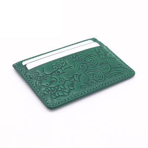 Ví đựng thẻ bằng da dập nổi dành cho nữ Ví da thật dành cho nữ Ví đựng thẻ tùy chỉnh Ví đựng thẻ phong cách Nhật Bản Ví màu xanh lá cây - Product Image 3