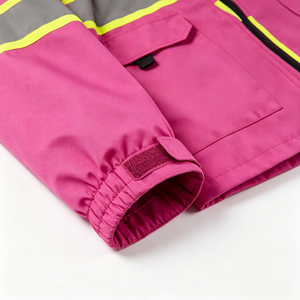 <b>Pink</b> High Visibility ANSI Class 1 EN ISO 20471 Certified <b>Waterproof</b> Rain <b>Jacket</b> for Women Breathable Reflective Safety Coat - Product Image 6