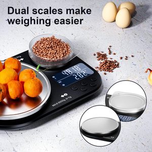Báscula de Cocina con Precisión de 0.1g/1g, Conversión Multiunidad, <span class=keywords><strong>Plataforma</strong></span> Doble de 300g/5kg, Digital de Acero Inoxidable - Product Image 4