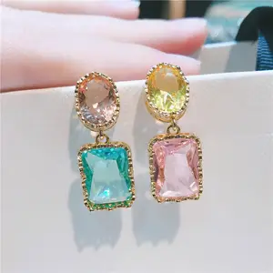SP Fashion Summer Jewelry Candy Color Rhinestone AB Crystal Bling Bling Studs Earings