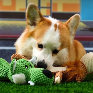 צעצוע כלבים עמיד במיוחד, רב מכר, צעצוע לעיסה מפרווה עם צפצפה, עמיד בפני נשיכות, בצורת זאב, אריה או פיל מצויר. - Product Image 6