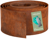 Bordure de pelouse en acier Corten, rouleau de 5 m x 15 cm, métal flexible, résistant aux intempéries, bordure naturelle moderne pour aménagement paysager, jardins, parterres de fleurs