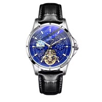 Montre mécanique AOKULASIC 661 avec cadran ciel étoilé, tourbillon creux, bracelet de luxe, montres automatiques en acier inoxydable, Reloj de luxe