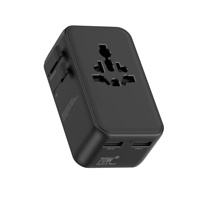 Adaptateur de voyage universel Worldplug 70W GaN à charge rapide, 2 ports Type-C, 2 ports USB, compatible avec toutes les prises du monde entier