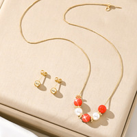 Kinnear 2025 nouvelle arrivée femmes blanc perle ensemble de bijoux de mariée tendance africain hawaïen rouge perles boucles d'oreilles collier ensemble