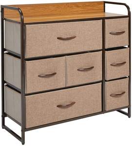 <span class=keywords><strong>Commode</strong></span> de Chambre Moderne à 7 Tiroirs avec Cadre en Acier, Plateau en Bois et Tiroirs en Tissu - Product Image 3