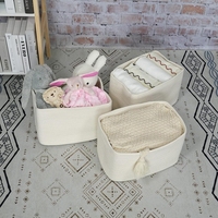 Panier de rangement tressé en corde de coton nordique grande capacité pour jouets, collations et articles divers de bureau
