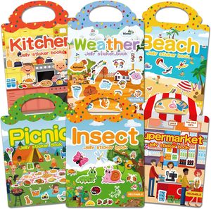 Libro de Pegatinas Reutilizables para Niños Pequeños de 3 a 6 Años, Libros de Pegatinas de Gelatina para Niños Pequeños, Juguetes de Actividades con Pegatinas de Viaje para Niñas y Niños - Product Image 1