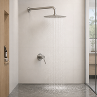 Ensemble de robinetterie de douche murale compacte KEMEN en acier inoxydable 304 durable, sans plomb, finition brossée, fonction simple