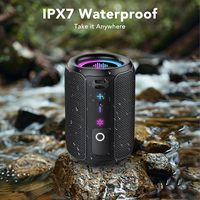 Altavoz Bluetooth Portátil para Exteriores con Resistencia al Agua IPX7, Sonido Estéreo Inalámbrico de 12W, Bluetooth 5.4, 12 Horas de Reproducción, Luces RGB, Emparejamiento TWS