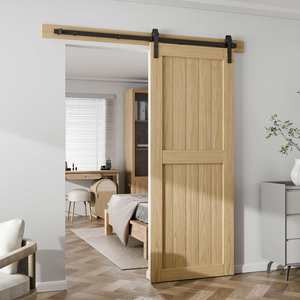 WEKIS High-quality Durable M00002 6FT J Shape Hanger Sliding Barn Door Hardware <b>Kit</b> for Interior Single Sliding Door System - Product Image 4