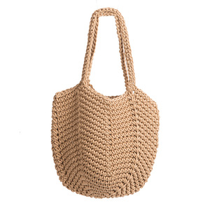 Bolso de Mano Tejido a Mano con Cuerda de Algodón, Bolso Cilíndrico Suave, Bolso de Playa para Uso Diario, Verano 2023, Resistente al Agua - Product Image 4