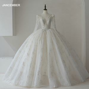 Princess Long <b>Sleeve</b> Sequins Beaded Empire Ball Gown <b>Bridal</b> Gowns RL321 - Product Image 1