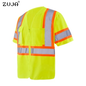 ZUJA Factory Zipper Front Aplicación de tráfico de alta calidad Chaleco de Seguridad Popular Precio al por mayor Chaleco de construcción de poliéster 100% - Product Image 2