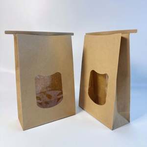 Sacs en papier kraft marron personnalisés avec fenêtre transparente, étanches, de qualité alimentaire, avec fermeture à lien métallique, fabriqués sur mesure en usine - Product Image 3