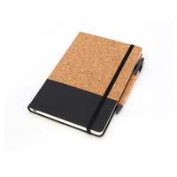 Carnet écologique A5 avec couverture en papier cousu, ensemble de stylos en liège et 90 feuilles, support de logo personnalisé