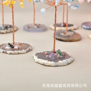 Natural Agate Base <b>Crystal</b> <b>Tree</b> With Copper Wire Handmade Home Decoration - Product Image 4