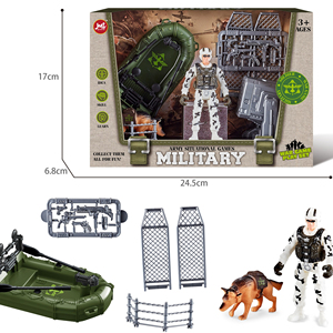 Jeu de soldats en plastique 8 pièces, ensemble de jeu de bataille, avion, bateau, chien - Jouet éducatif pour garçons de 4 à 12 ans (emballage en boîte tactile) - Product Image 1
