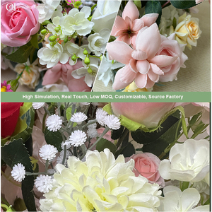 Petit chemin de table en fleurs artificielles, boutons de rose en soie colorés rose champagne, pour décoration d'arche de mariage et de petite table, avec <span class=keywords><strong>lys</strong></span> - Product Image 2