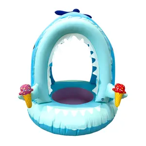 B01 באיכות גבוהה קריקטורה תינוק טבעת שחייה מתנפחים כרישים מושב סירה התינוק שחייה עזרה עם הגנה מפני השמש לילדים