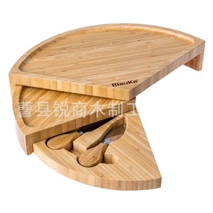 Plateau à fromage rotatif en bambou Caoxian Ruishang 33x33cm avec rangement pour couverts, pour servir fromages et charcuteries - Product Image 5
